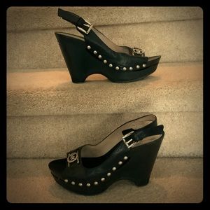 Michael Kors black wedge heels
